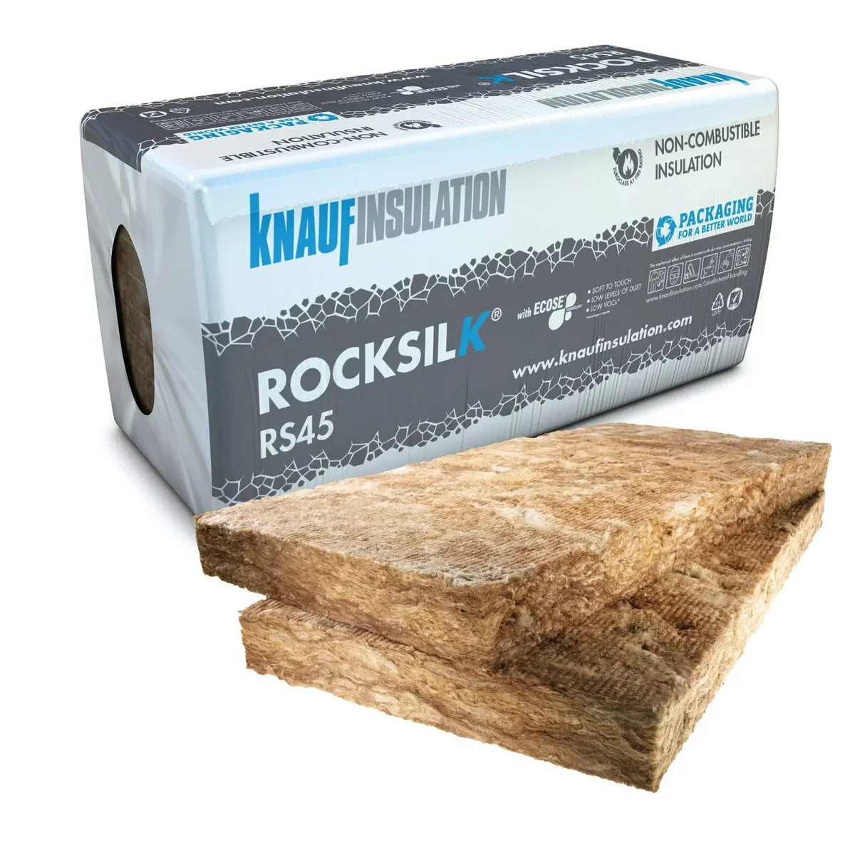 50mm Knauf RS45 Rocksilk Earthwool Building Slab Insulation - 7.2m² (10 Slabs/Pack)