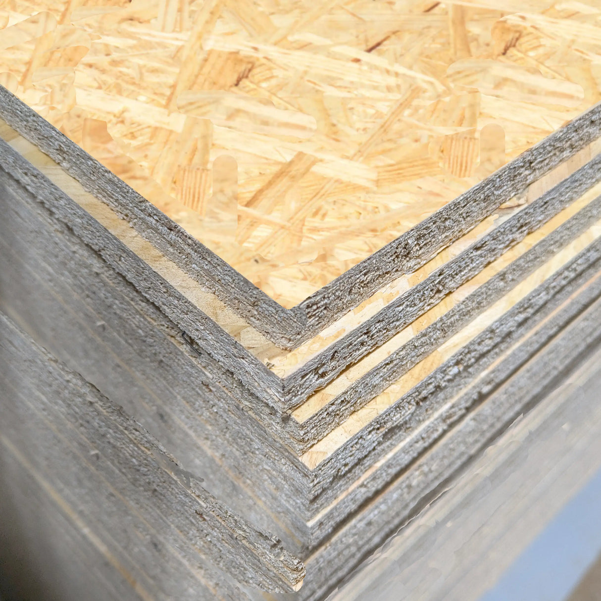 OSB board, used for roof decking, wall sheathing, and heavy-duty flooring.