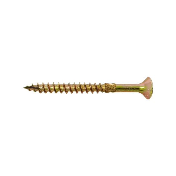 Spectre wood screws with countersunk head and Pozi drive, zinc yellow with anti-split threads