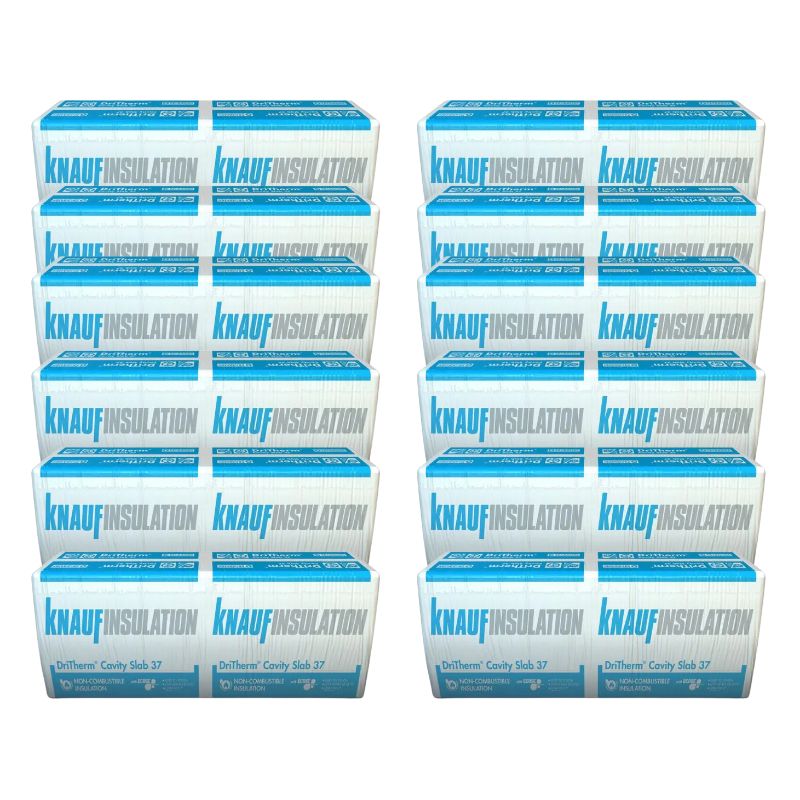 50mm Knauf Dritherm 37 Mineral Wool Cavity Wall Insulation - 40 Packs (262m²) (12 Slabs/Pack)