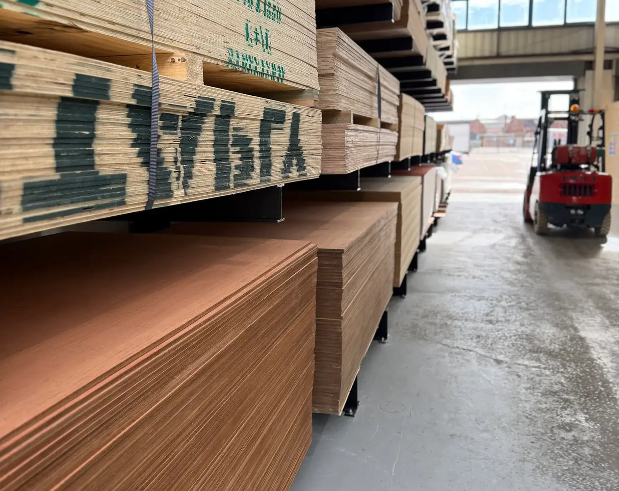 warehouse with plywood