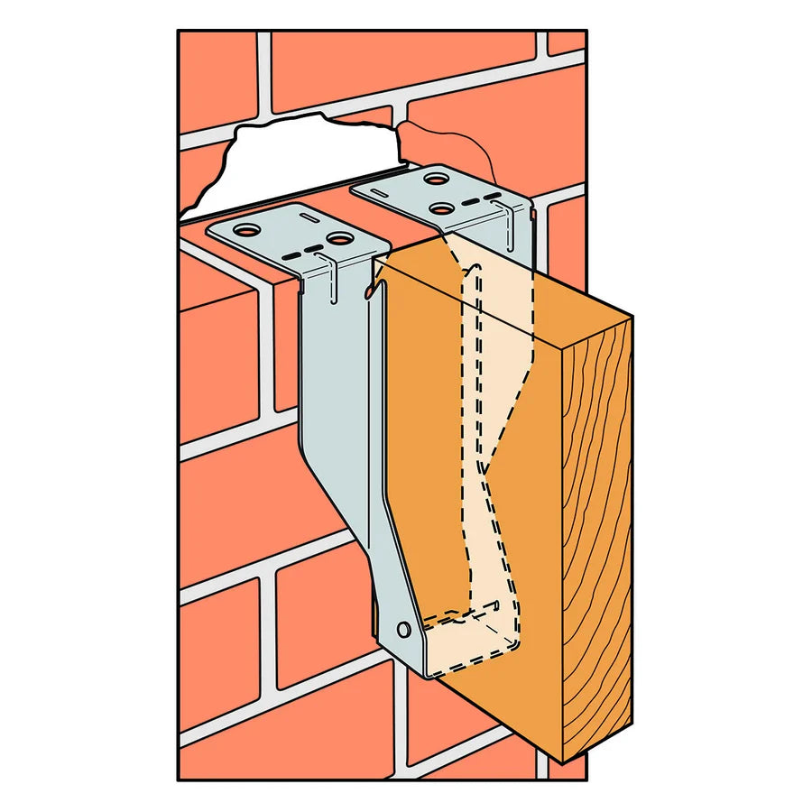 Timber to masonry joist hanger install diagram