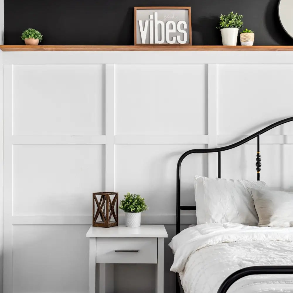 MDF decorative wall panel strips in modern bedroom