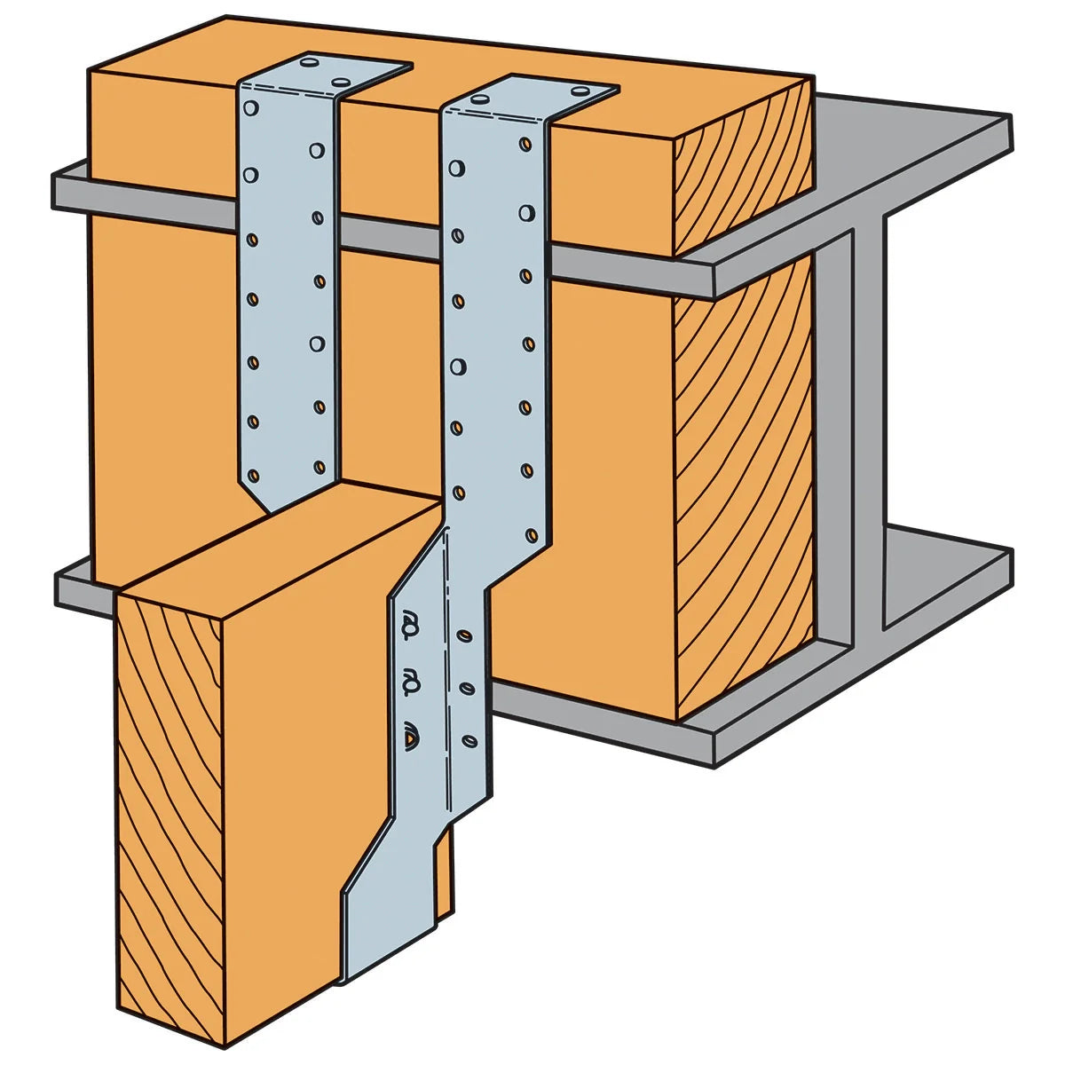 Timber to timber joist hanger install diagram